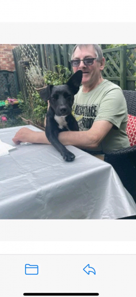 Dad with his much loved dog Alfie.