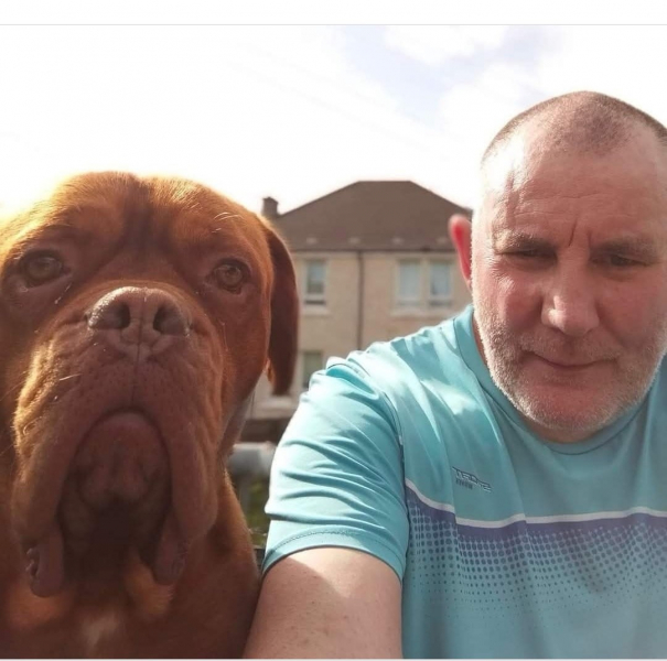 This is Simba and me sitting at home in the warm weather