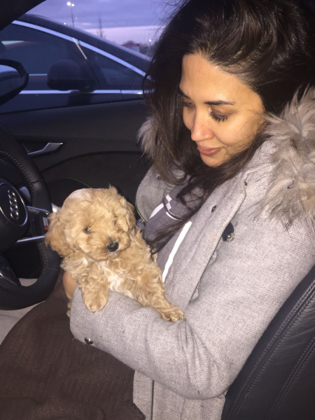 Ollie in the early days with his owner and best friend, Tara. 