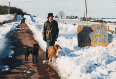 Cherry with her beloved Biscuit (collie cross) and Taras (black lab).